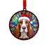 Basset Hound in Santa Hat Suncatcher Decoration